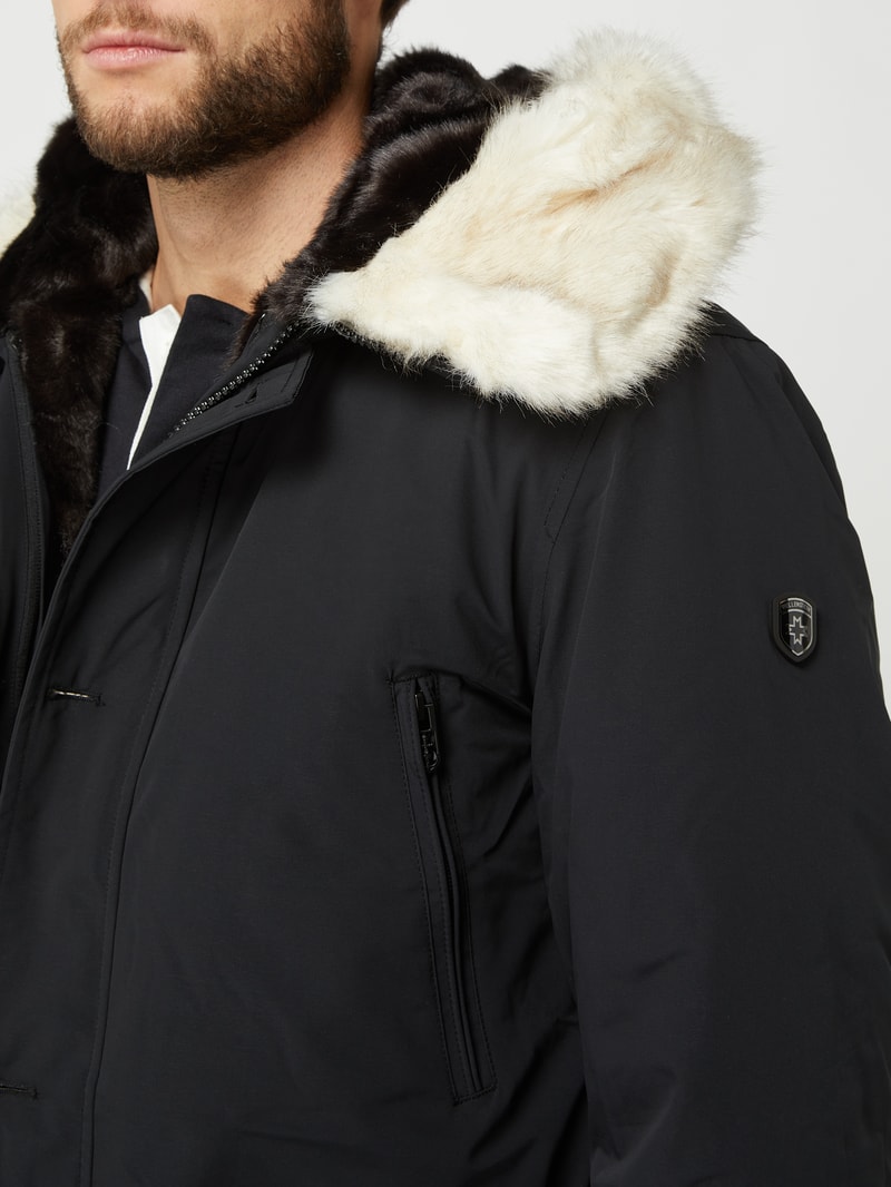 Funktionsjacke mit Kunstfellbesatz Modell 'BLACK X MEN' in schwarz