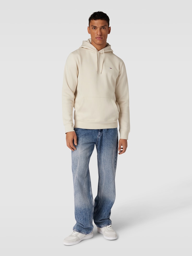 Hoodie mit Label-Stitching in beige