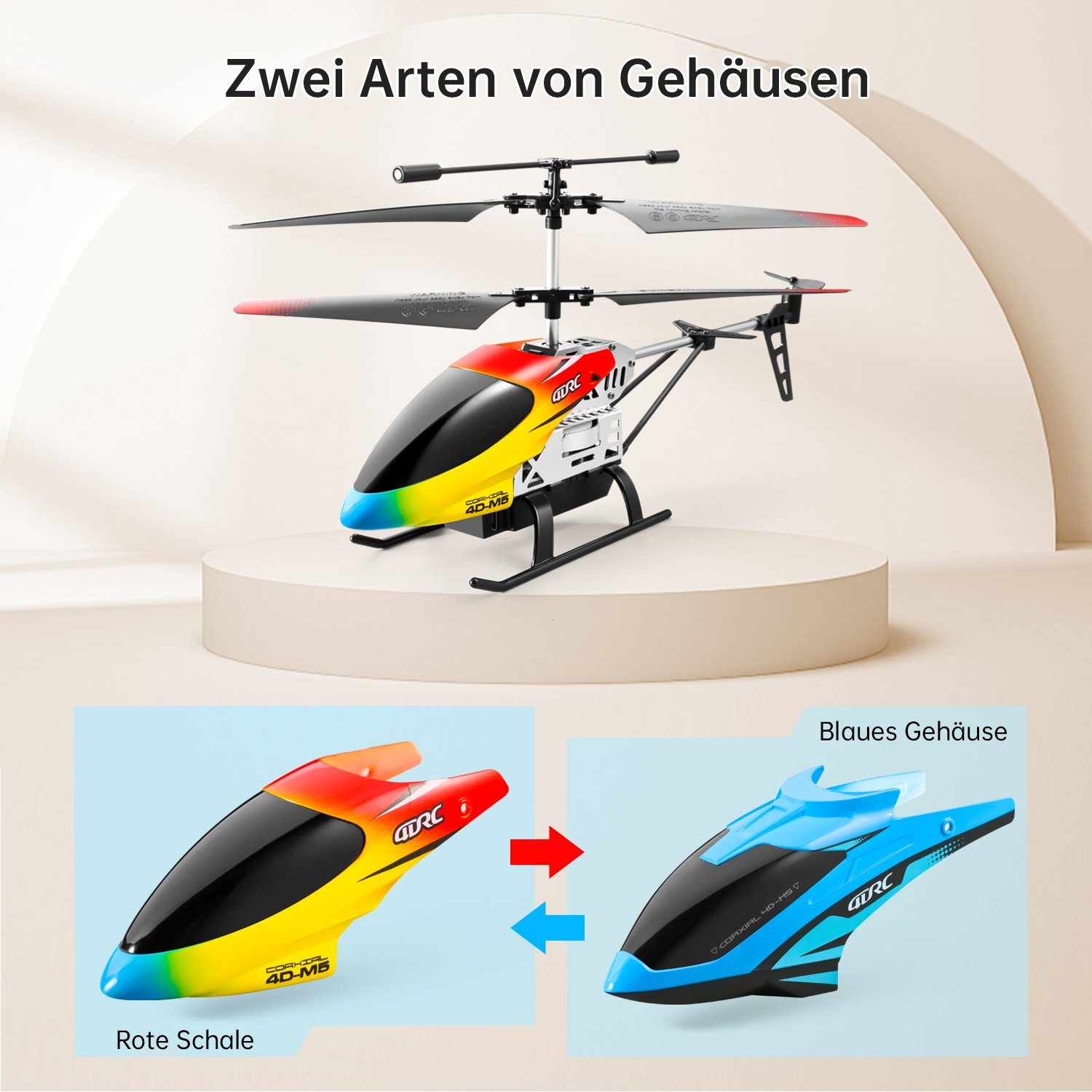 4DRC M5 ferngesteuerter Hubschrauber mit Gyro. Spielzeug-Drohne (2,4 GHz Flugspielzeug mit 3,5 Kanälen, LED-Licht)