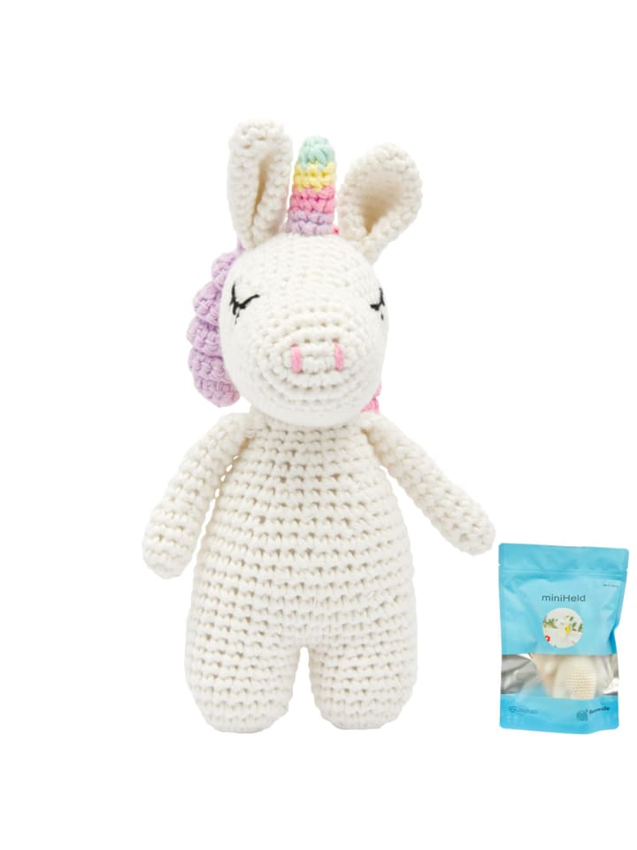 miniHeld Handgestrickter Einhorn gehäkelt aus Baumwolle Spielzeug 16 cm 0 Monate günstig kaufen onesize