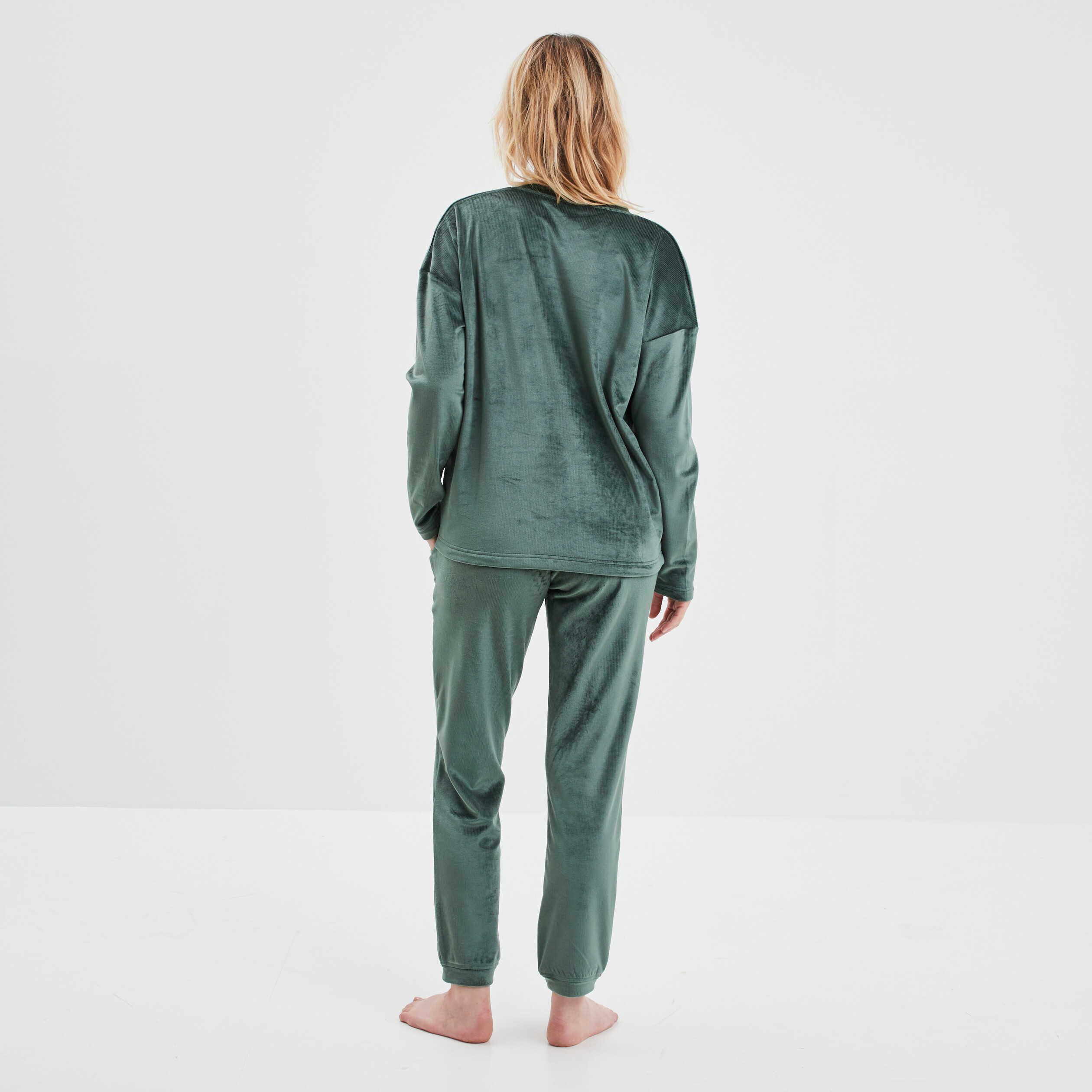 Ensemble pyjama 2 pièces vert femme | La Halle