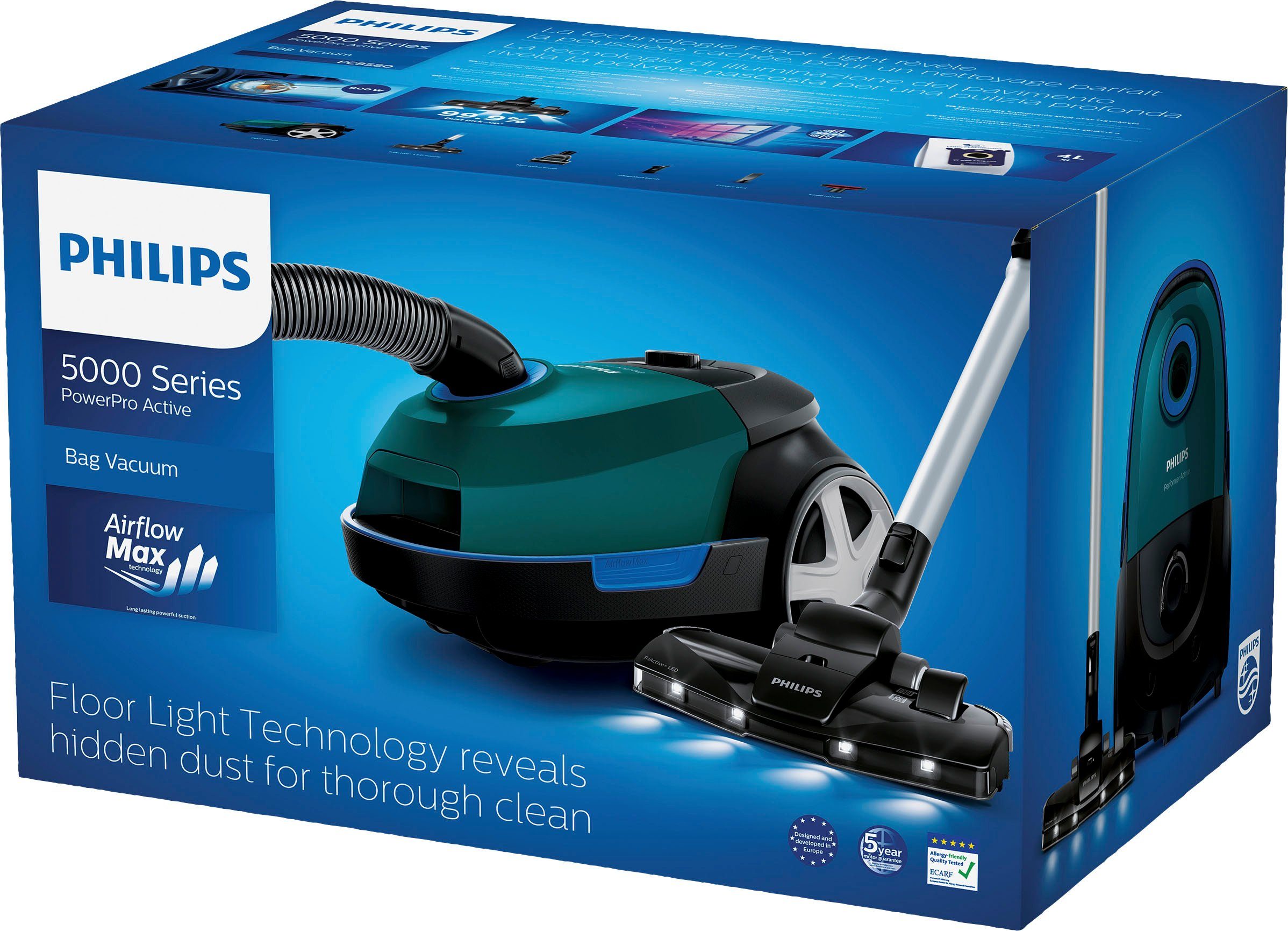Philips Bodenstaubsauger Performer Active 5000 series FC8580/09, 900 W, mit Beutel