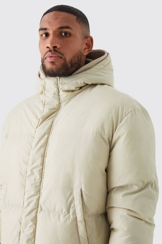 Tall lange Steppjacke mit 4-Taschen und Kapuze