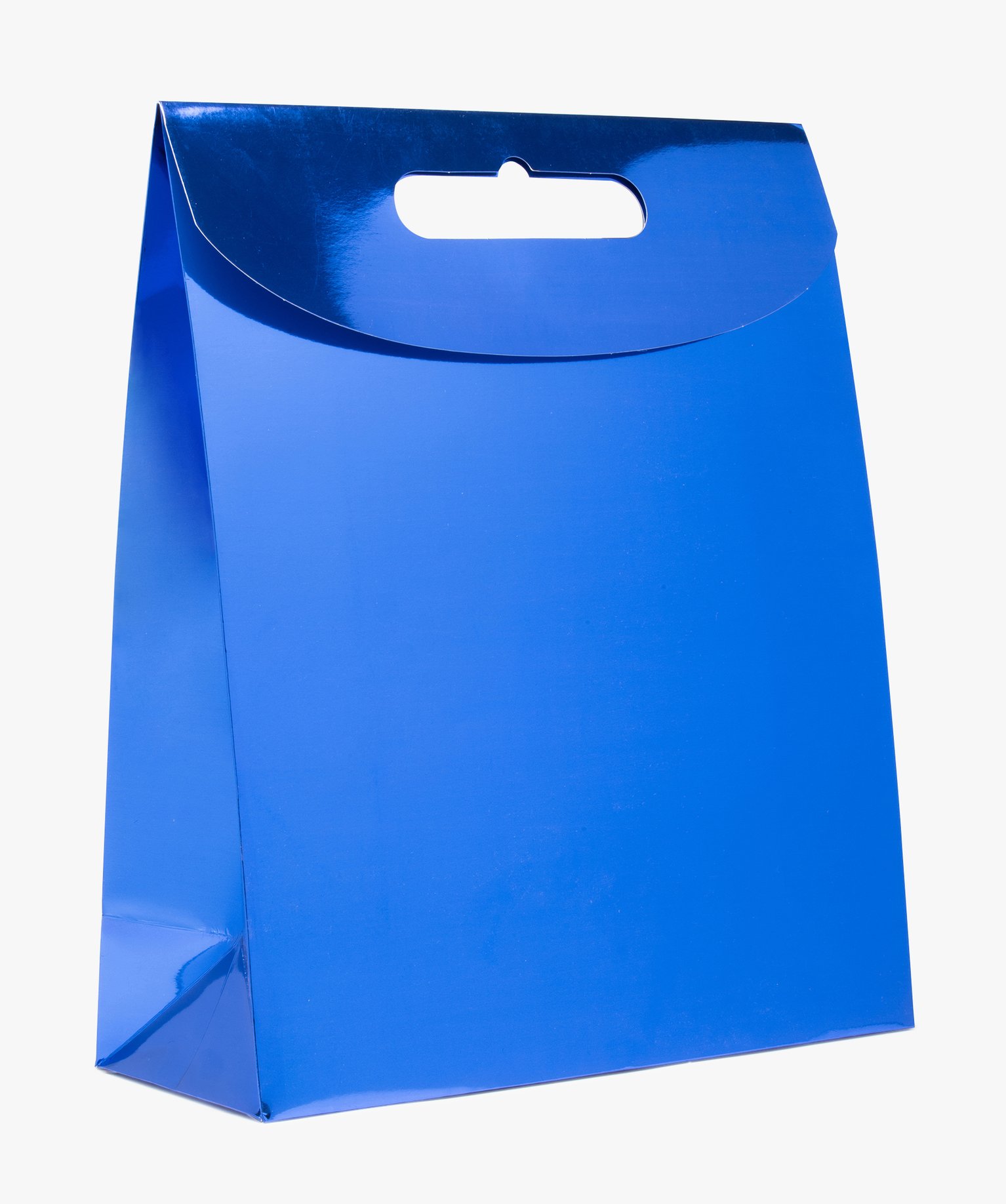 Sac cadeau grand format avec rabat scratch coloris métallisé bleu | GEMO