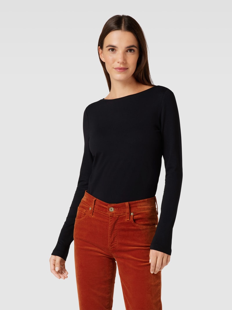 Longsleeve mit U-Boot-Ausschnitt in schwarz