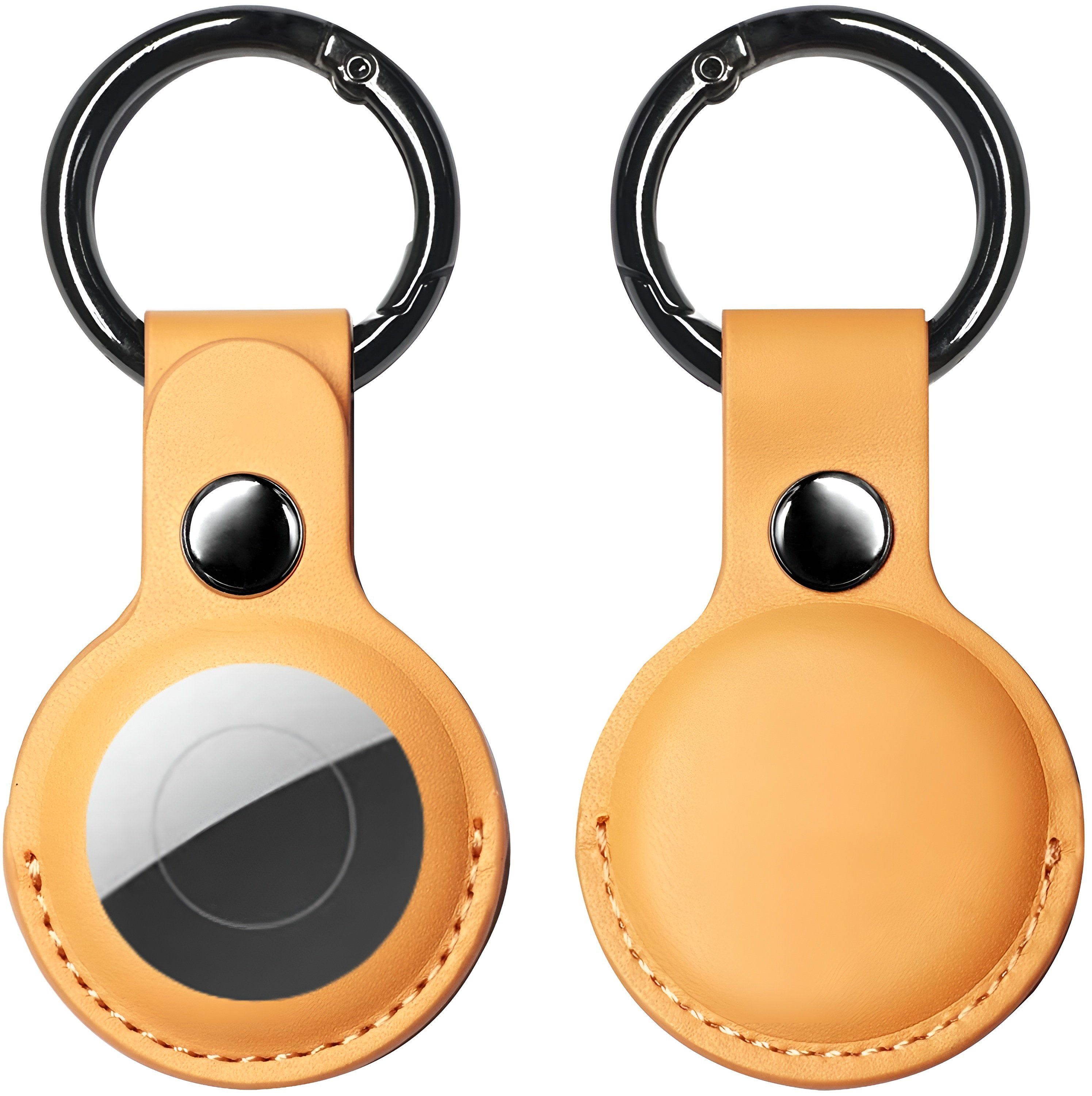 Bingo Schlüsselanhänger Schlüsselanhänger Airtag Anhänger Hülle für Apple Air Tags Leder Gelb (Schutz Stahlkarabiner Kratzschutz Eleganz Aufhängung Taschen Haustierhalsband Clip-Verschluss Hochwertig Tracker Geschenkset, 2-tlg., Cover, metal, Ring),