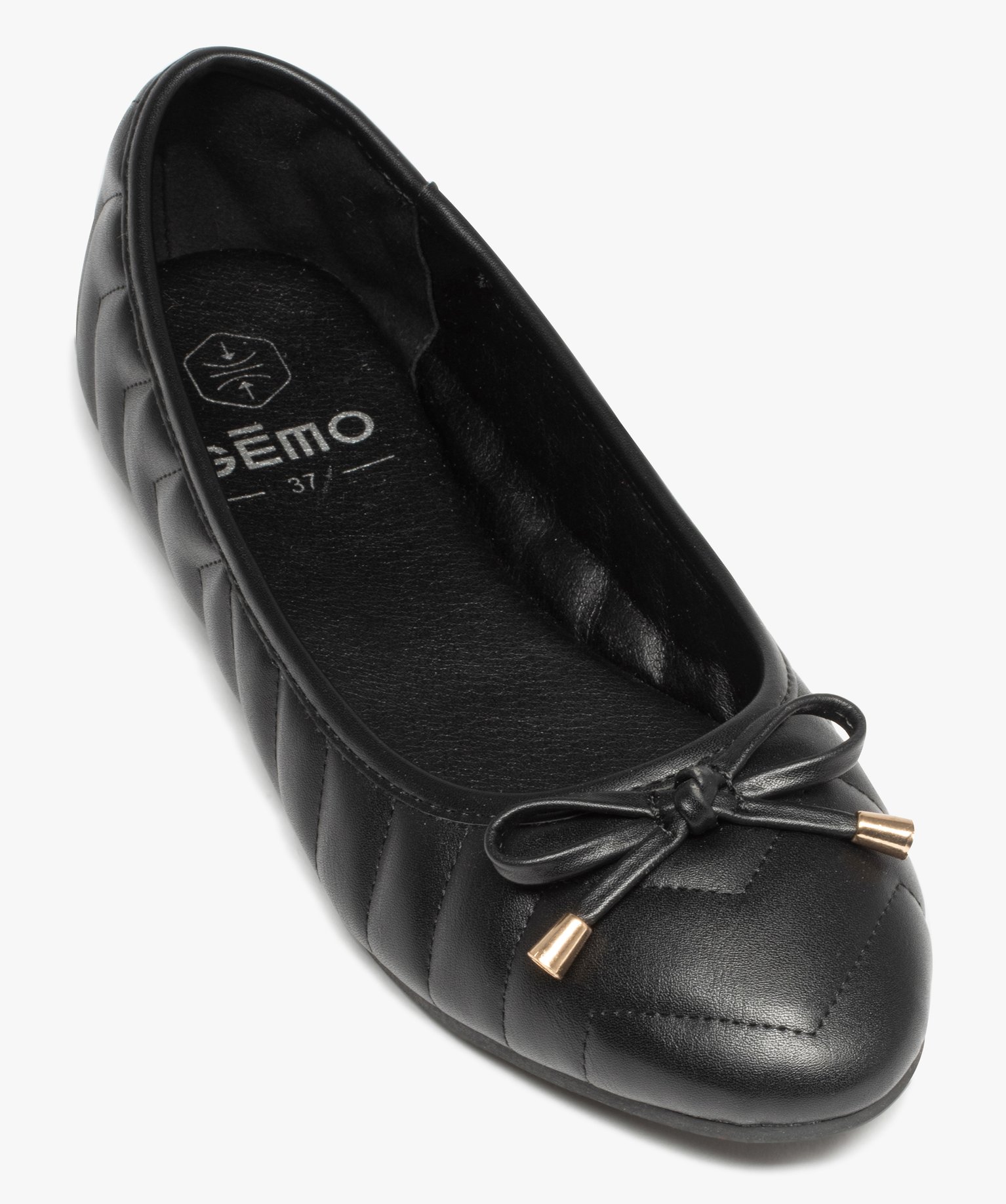Ballerines femme matelassées avec noeud décoratif noir | GEMO