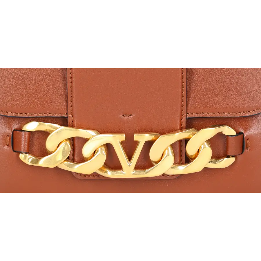 Valentino Garavani - Handtasche VLOGO CHAIN Kalbsleder - braun