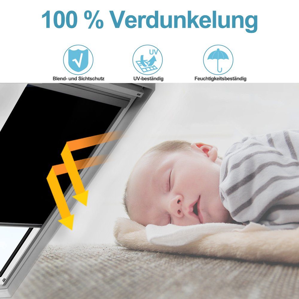 Dachfensterrollo Verdunkelungsrollo Dachfensterrollo Thermo-Rollo für GGL GPU GTU GXU, Clanmacy