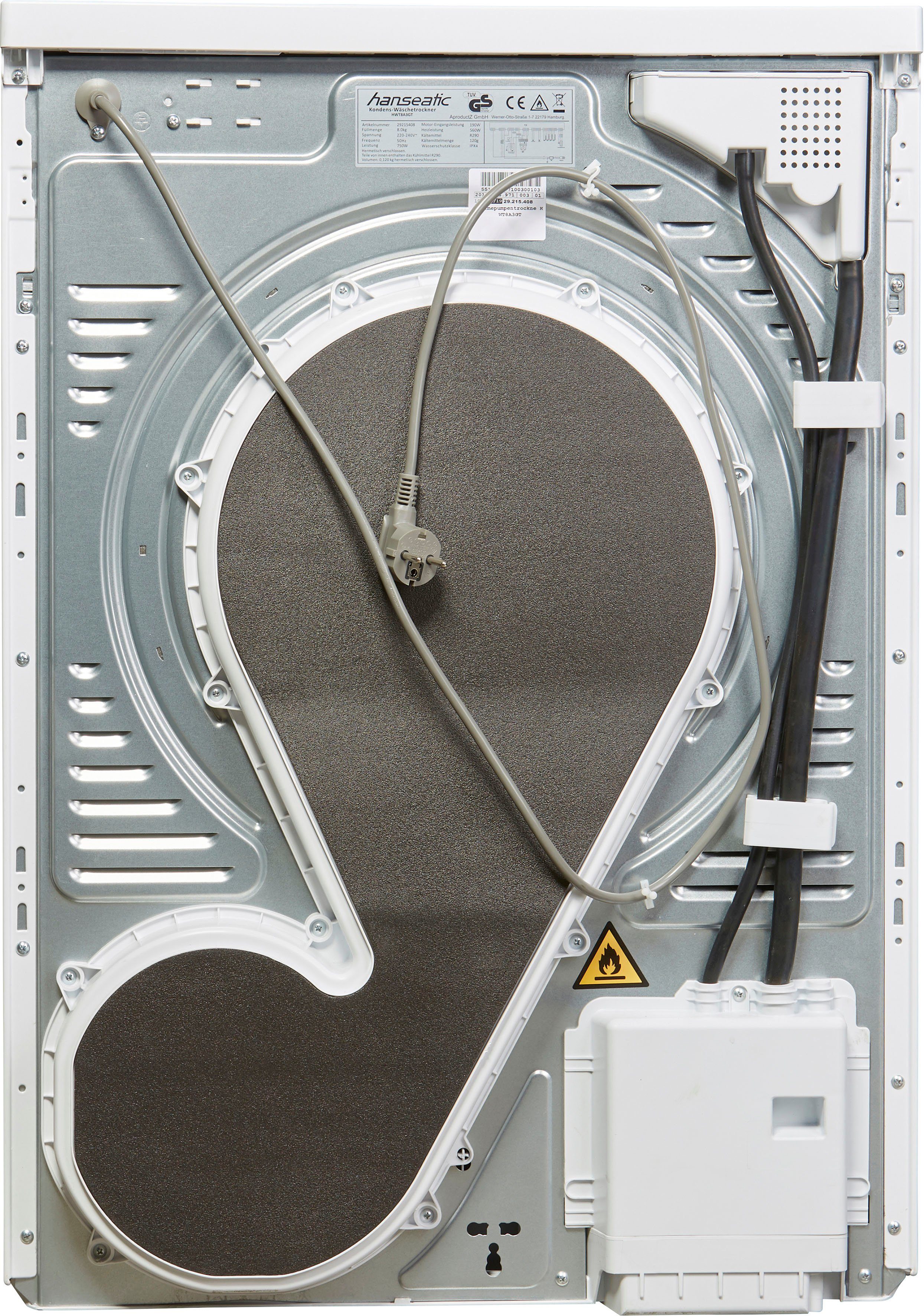 Hanseatic Wärmepumpentrockner HWT8A3GT, 8 kg, Knitterschutz, Startzeitvorwahl