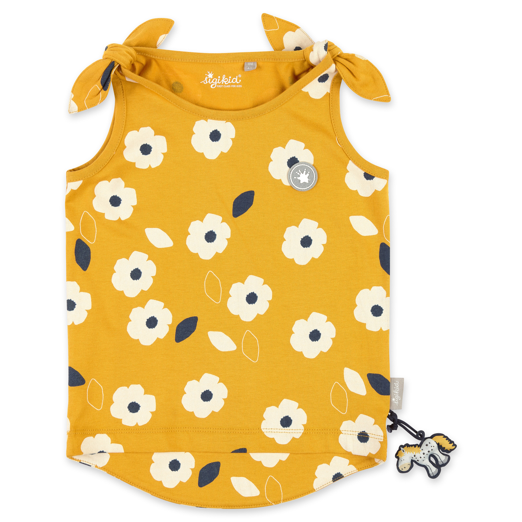 Gelbes Sommertop mit Blümchen Print