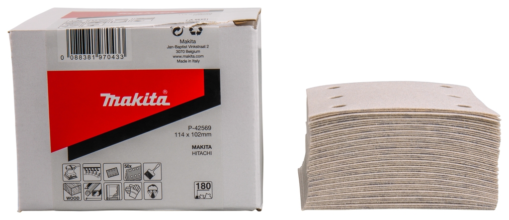 Makita pribor P-42569 brusni list 114x102 K180 bijeli čičak 50 komada