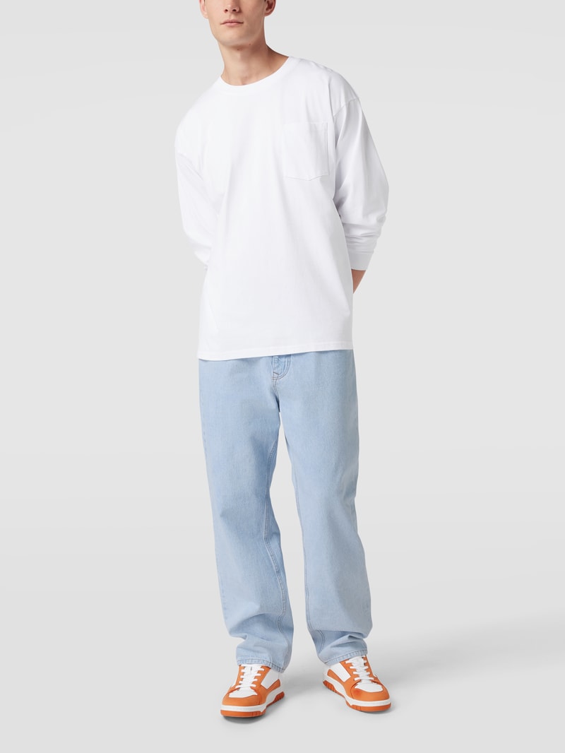 Jeans mit Label-Print in hellblau