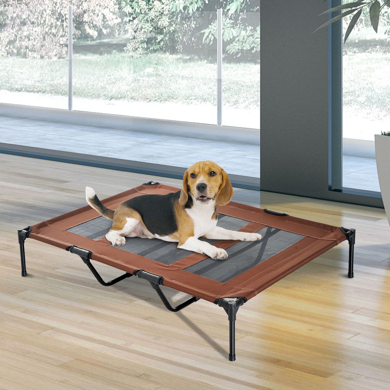 PawHut Hundeliege outdoor Hundebett Katzenbett Haustierbett Schlafplatz Kaffee