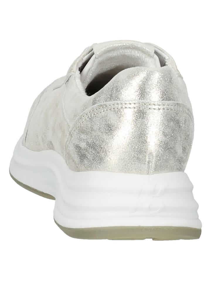 Paul Green Leder-Sneakers in Silber/ Creme günstig kaufen