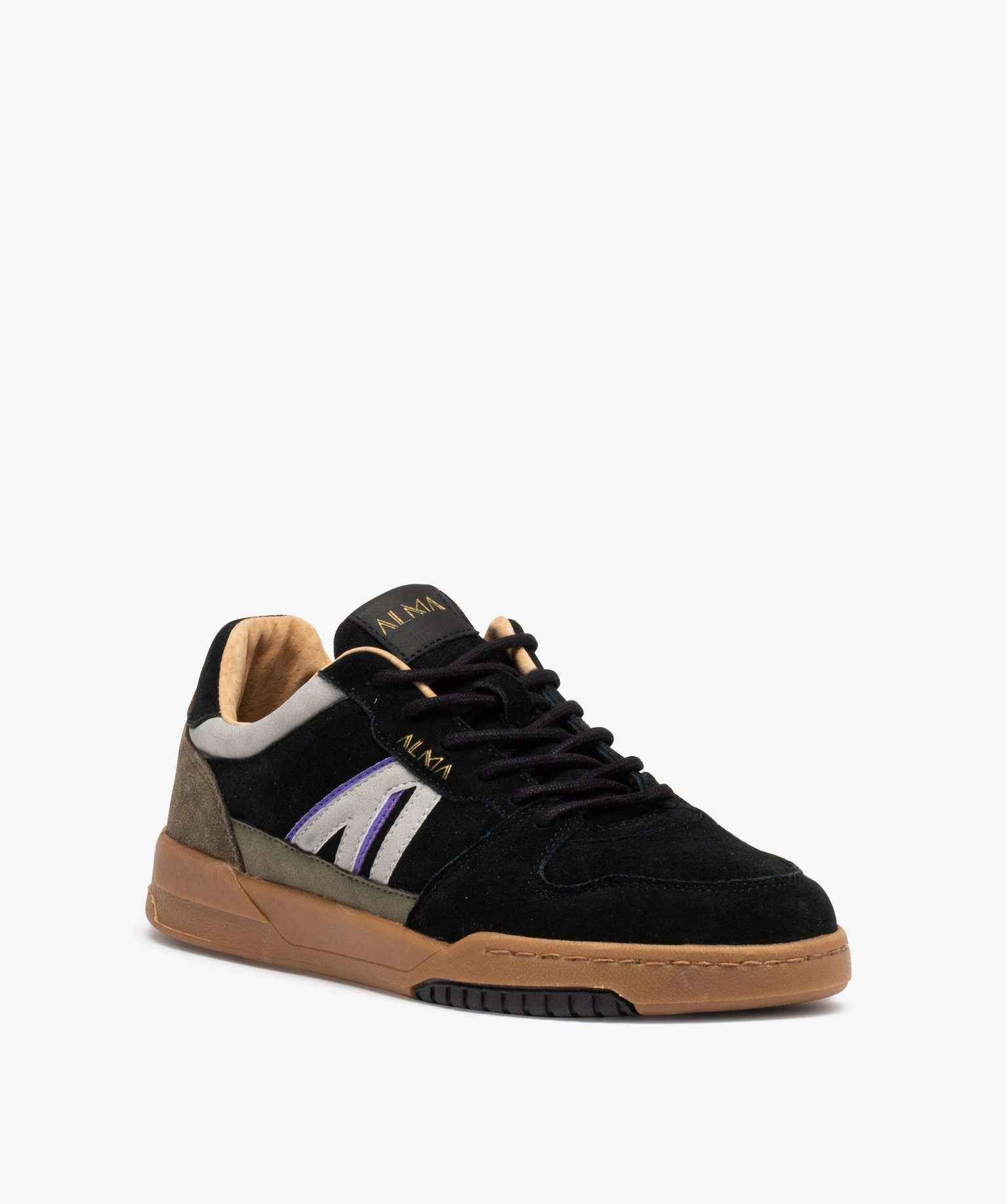 Baskets homme multicolores dessus en cuir suédine - Alma Pl... noir | GEMO