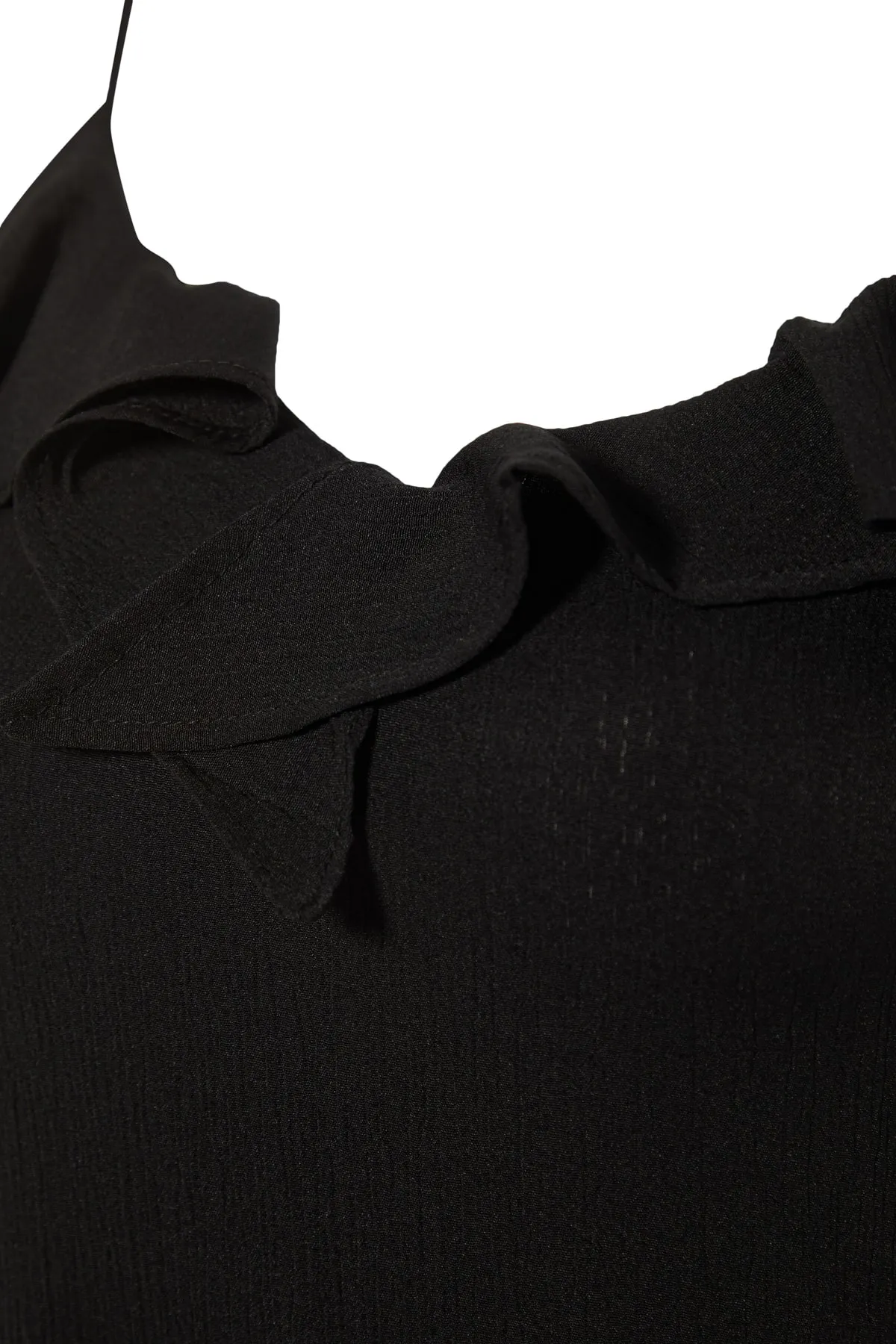 Trendyol Collection  Schwarzes Maxi-Strandkleid mit gewebtem Volant TBESS19WY0004
