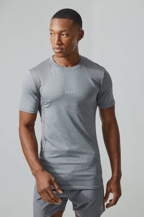 Man Active Muscle Fit Mesh Colorblock T-Shirt