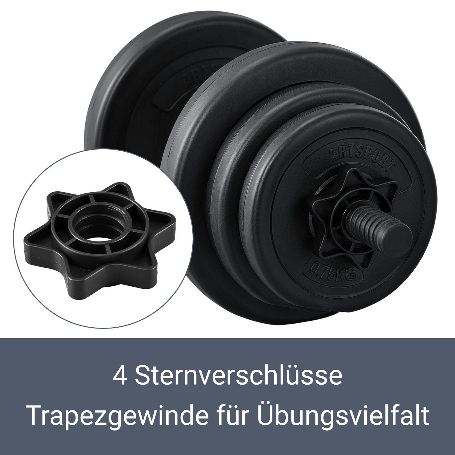ArtSport Hantel-Set, 2er Hantelset mit 2 Kurzhanteln und Sternverschlüssen