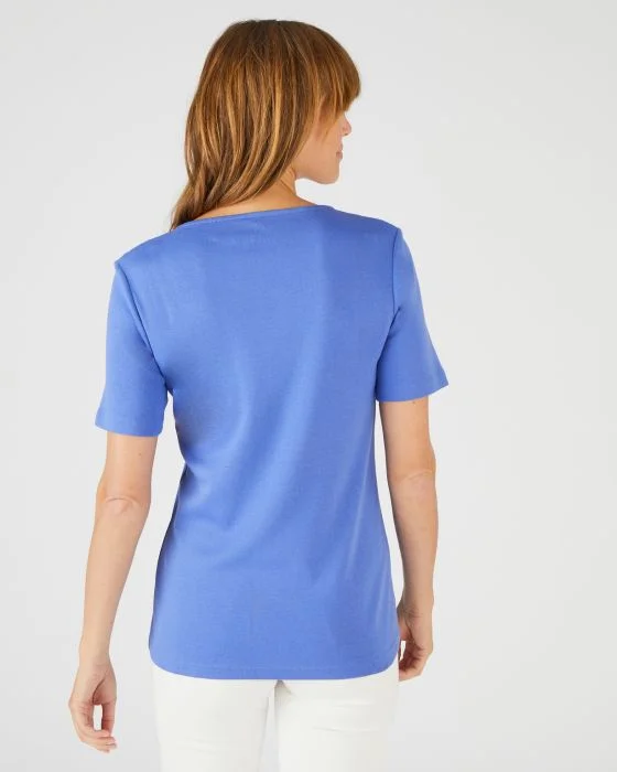 Tee-shirt encolure brodée
