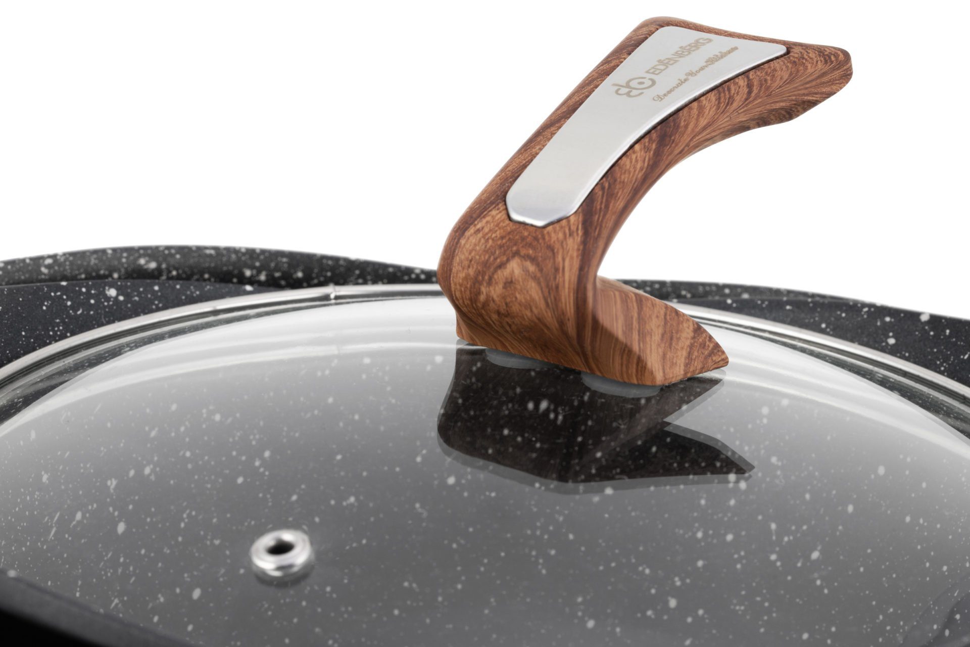 Edenberg Topf-Set Modernes Topfset, schwarze Töpfe, braune Griffe, Pfanne, Kasserolle, Aluminium, Keramik (15-tlg., Zeitloses Design des Topfsets. Eine ideale Geschenkidee)
