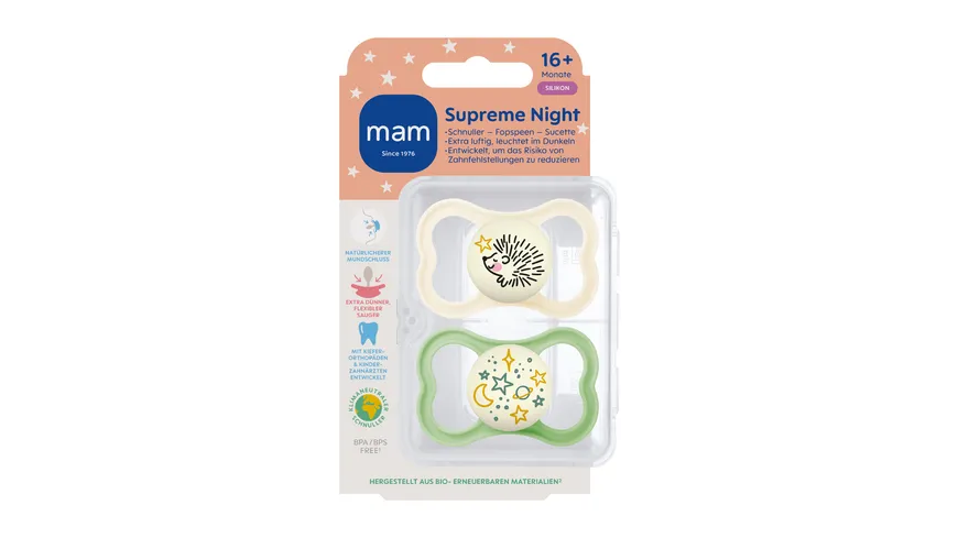 MAM Supreme Night Silikon 16+ Monate Zebra/Universum