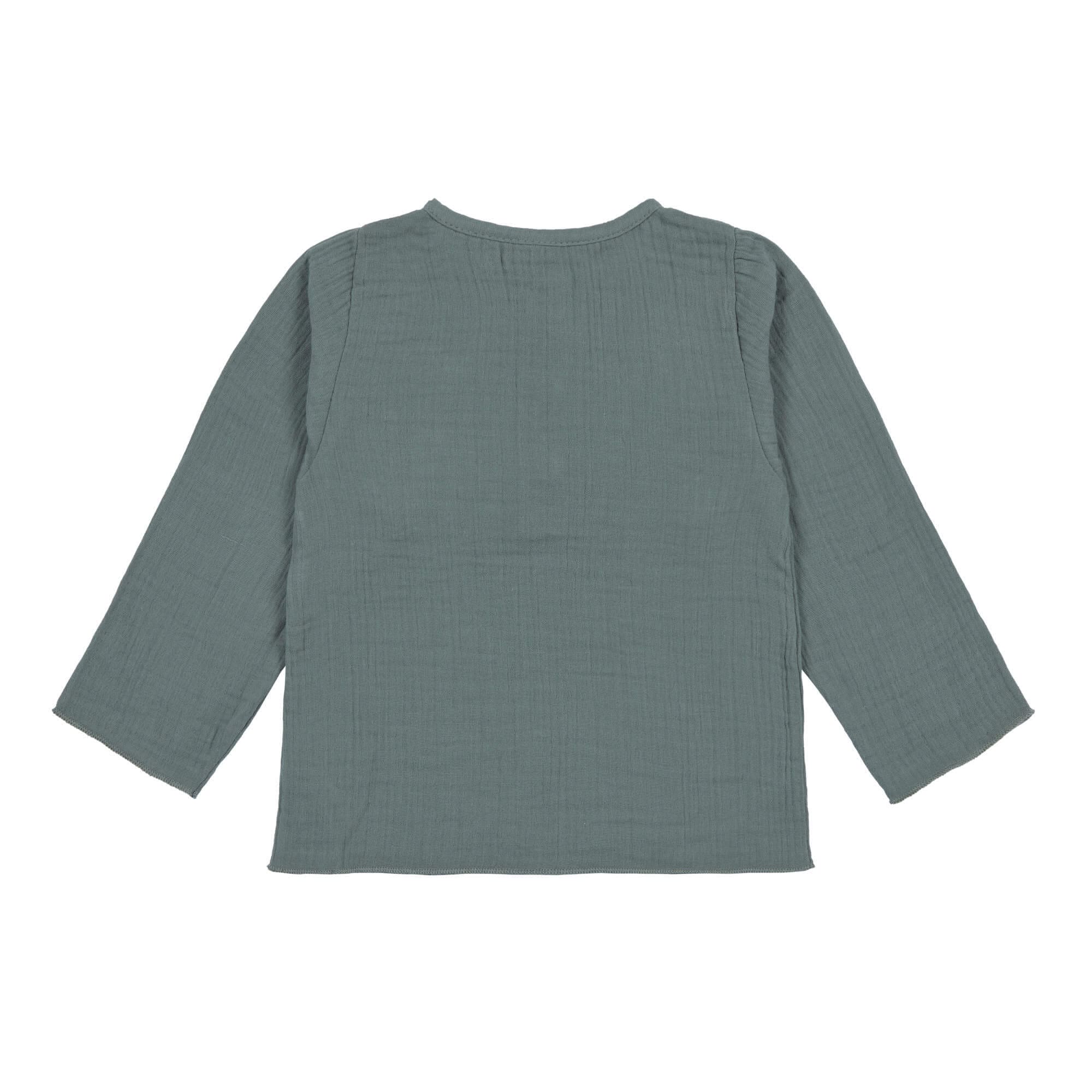 Musselin Langarmshirt - Bio Baumwolle, Petrolgrün