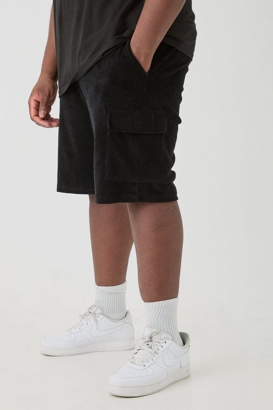 Plus Velour Cargo-Shorts mit elastischem Bund