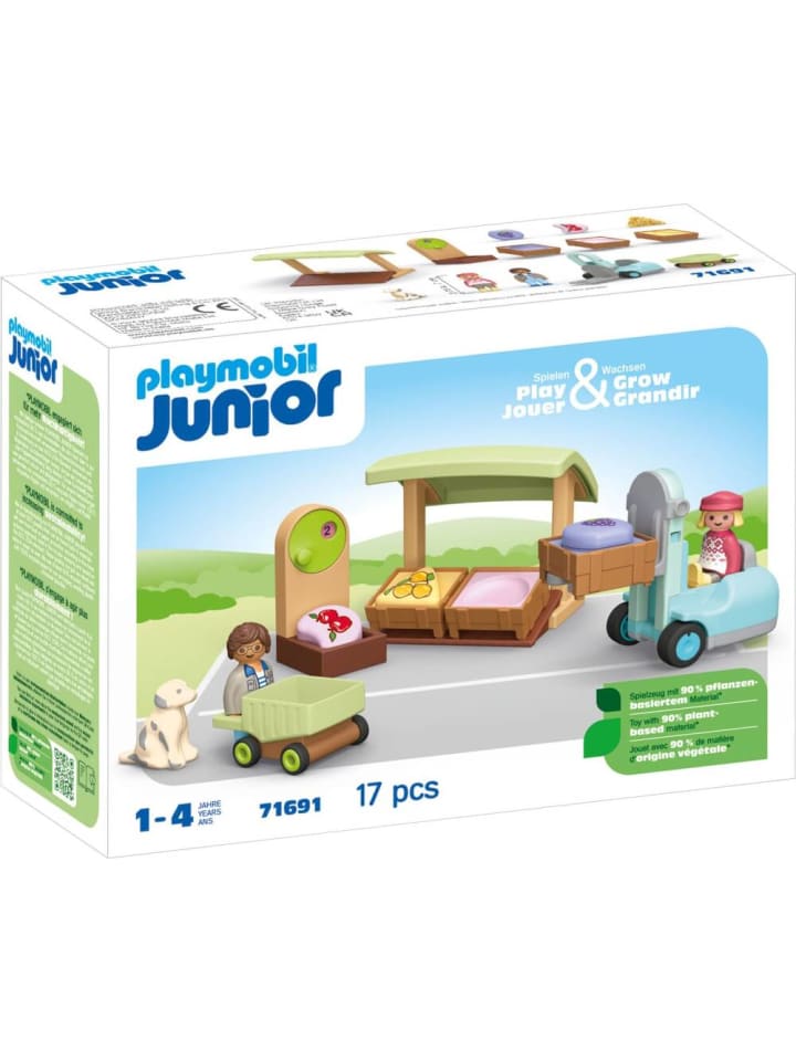 Playmobil Spielfigurenset Junior: Bio-Marktstand & Gabelstapler günstig kaufen onesize