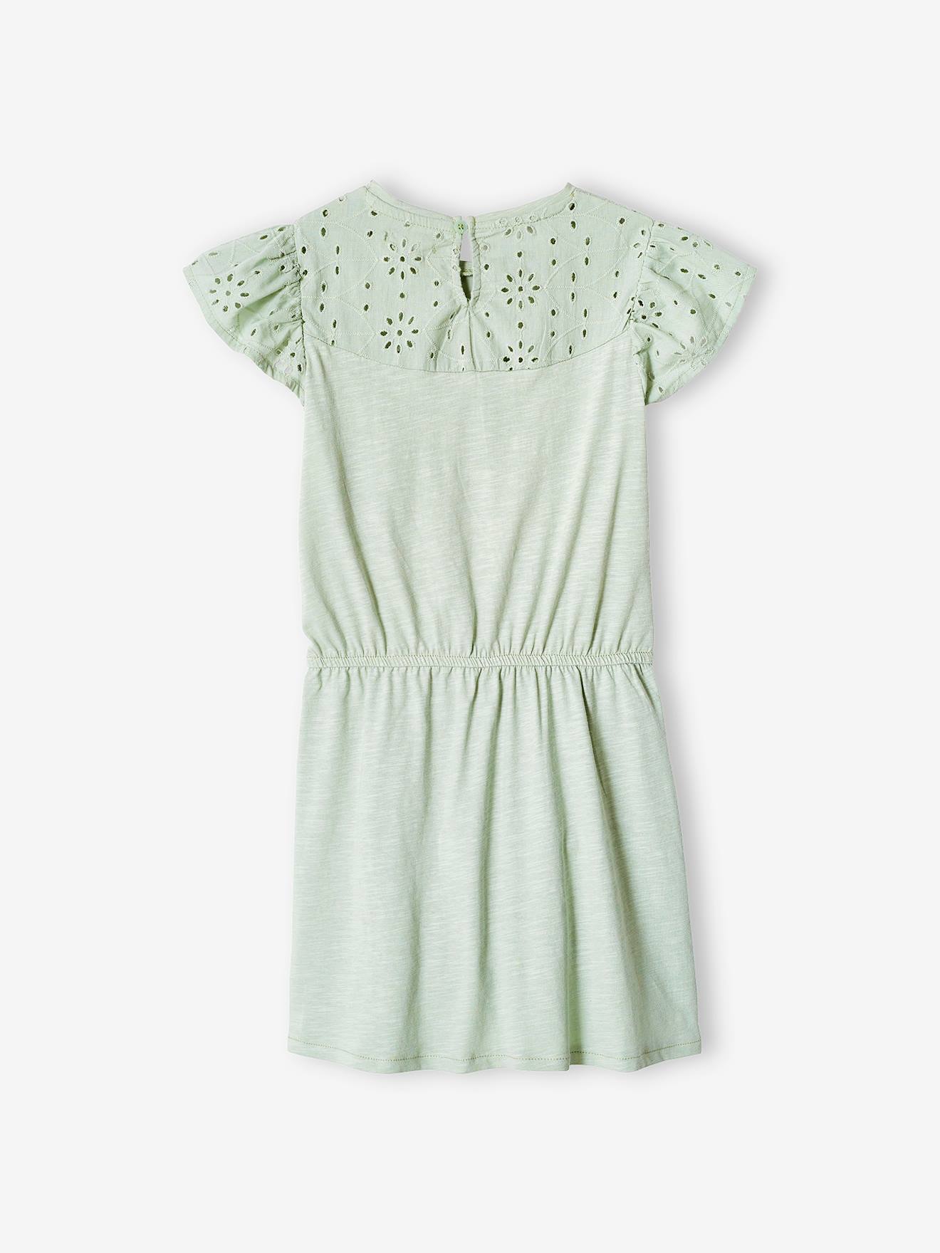 Robe fille détails en broderie anglaise blush foncé