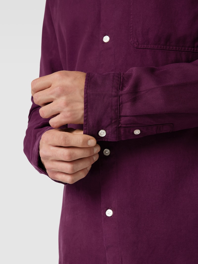 Freizeithemd im Denim-Look in aubergine
