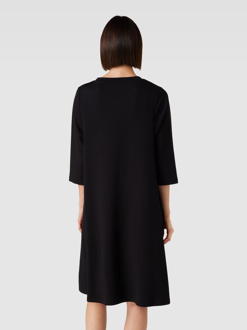 Knielanges Kleid mit 3/4-Arm Modell 'BANU' in schwarz