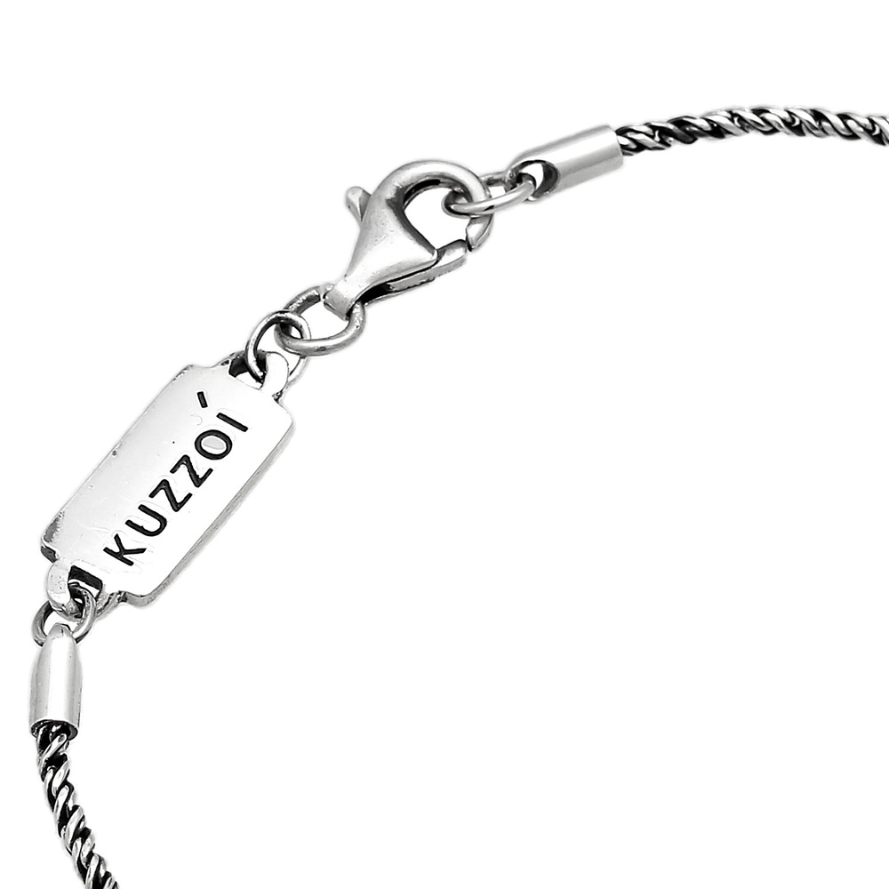 KUZZOI KUZZOI Bracelet Collier pour homme avec cordon torsadé Basic Elegant oxydé en arg Bracelet