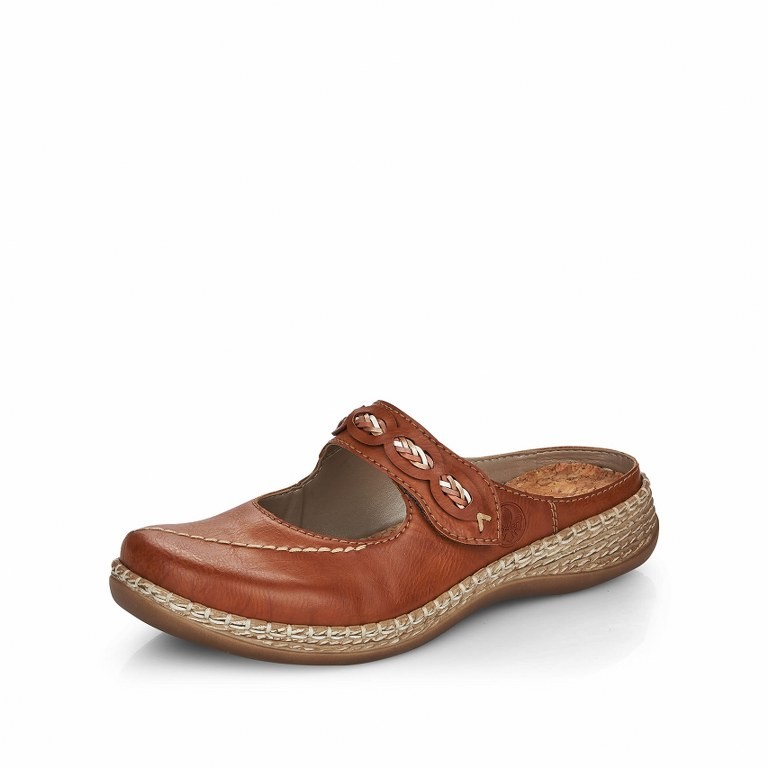 RIEKER Clogs braun FSK Damen Halbschuhe