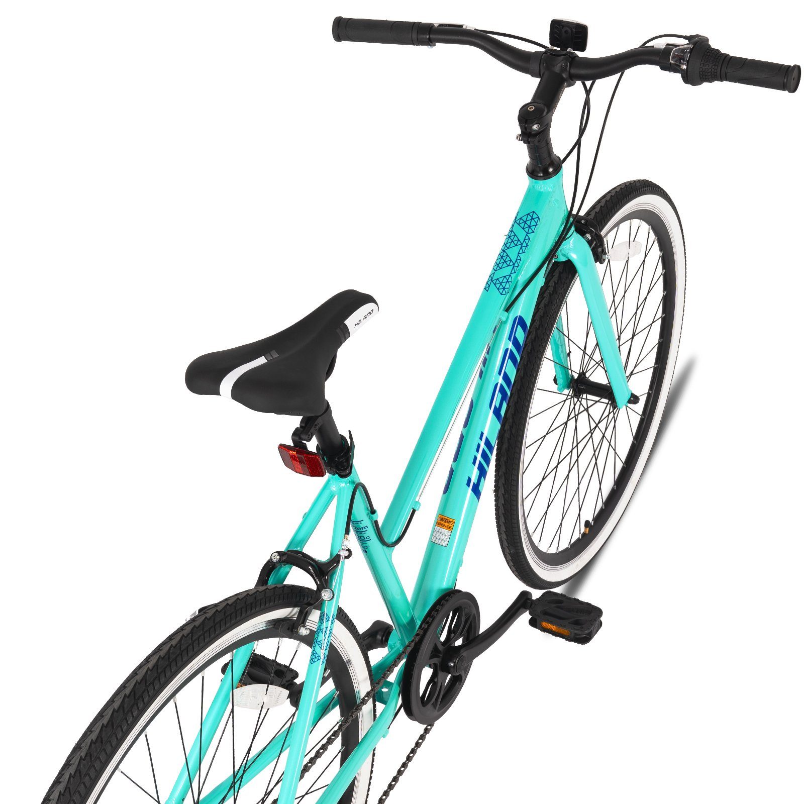 HILAND Cityrad 28 Zoll Trekkingrad mit Aluminiumrahmen,700C Hybrid Fahrrad, 7 Gang Shimano TY300D Schaltwerk, Kettenschaltung, (set, mit werkzeung), für Damen und Herren 160 - 183 cm Citybike