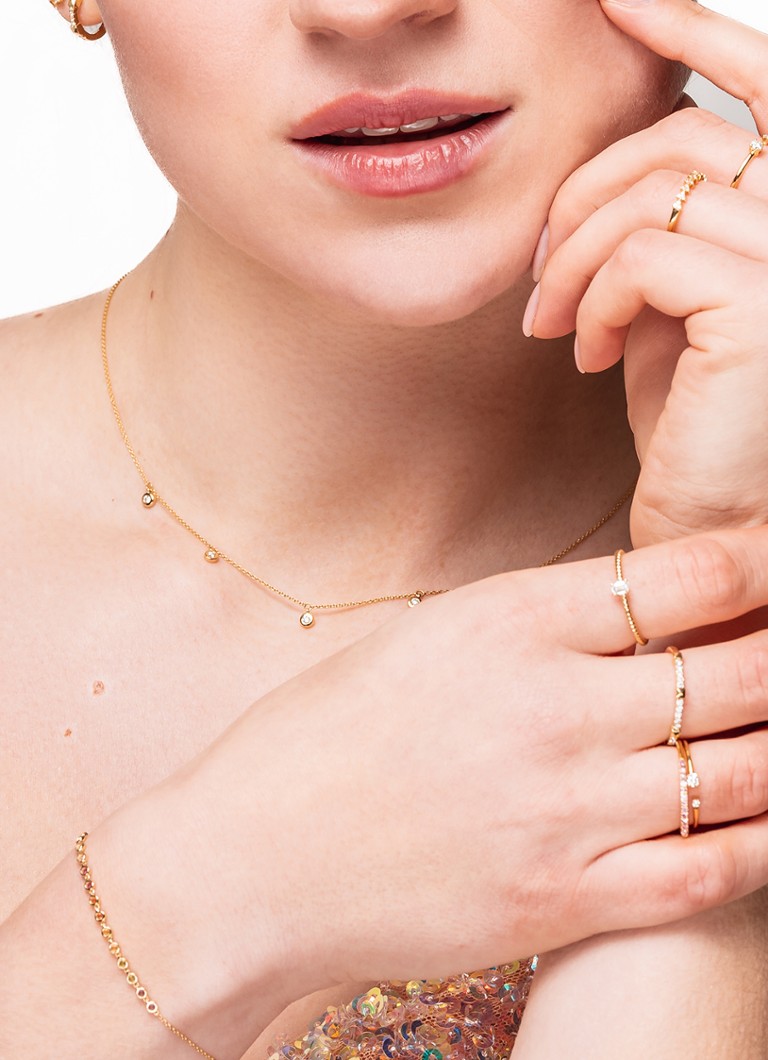 Culet Jewellery Dots necklace of 18 carat yellow gold with diamond