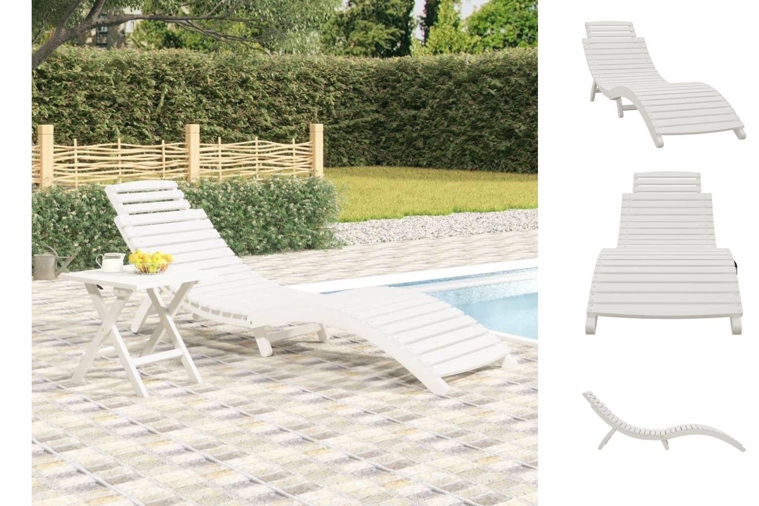 vidaXL Wellnessliege Sonnenliege Weiß 184x55x64 cm Massivholz Akazie