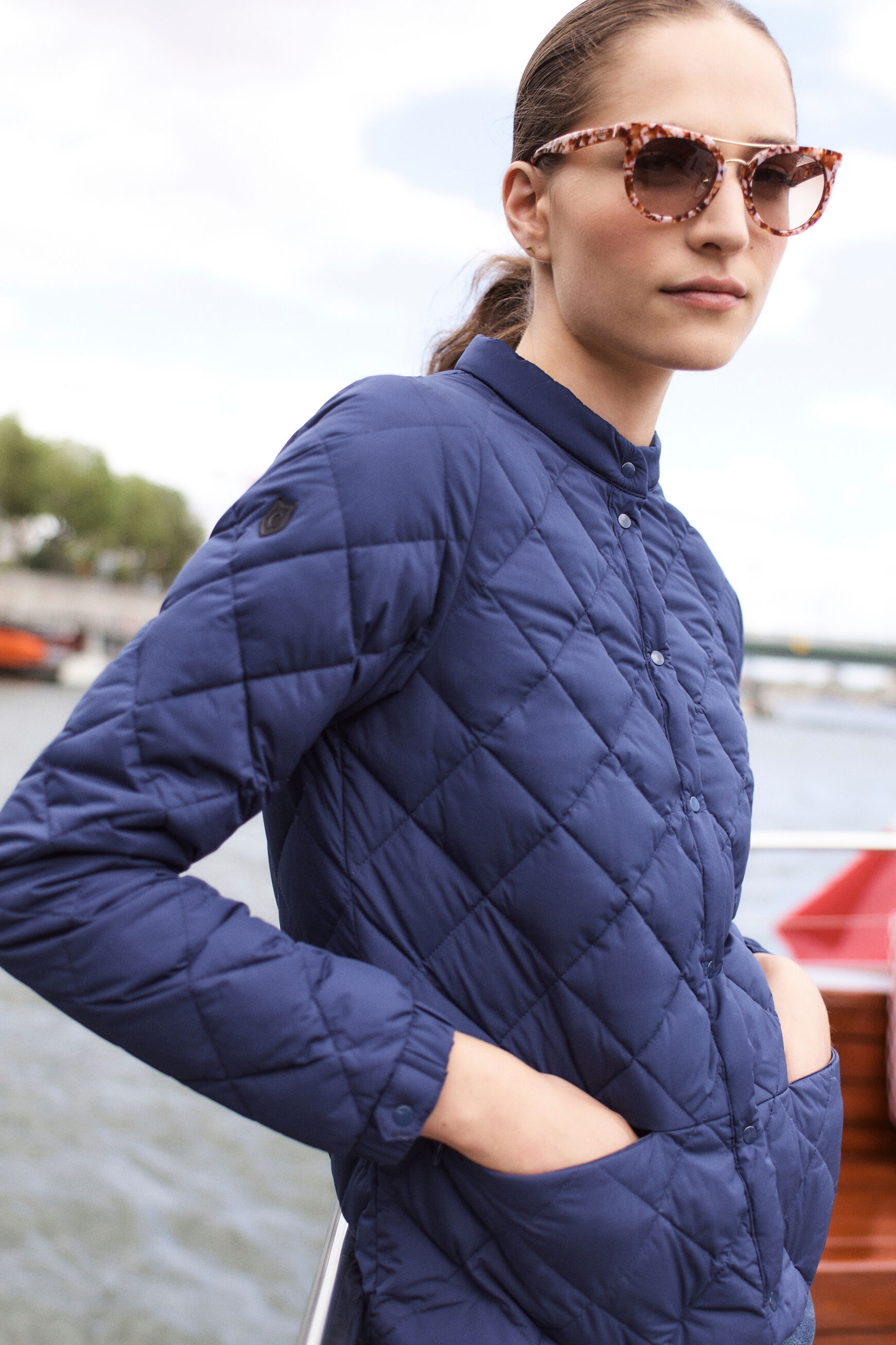 manteau hibiscus bleu femme
