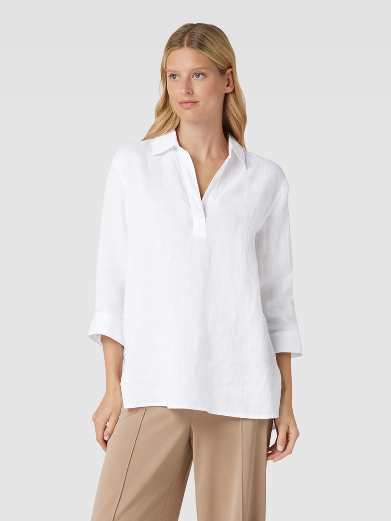 Leinenbluse mit 3/4-Arm Modell 'Fengani' in weiß
