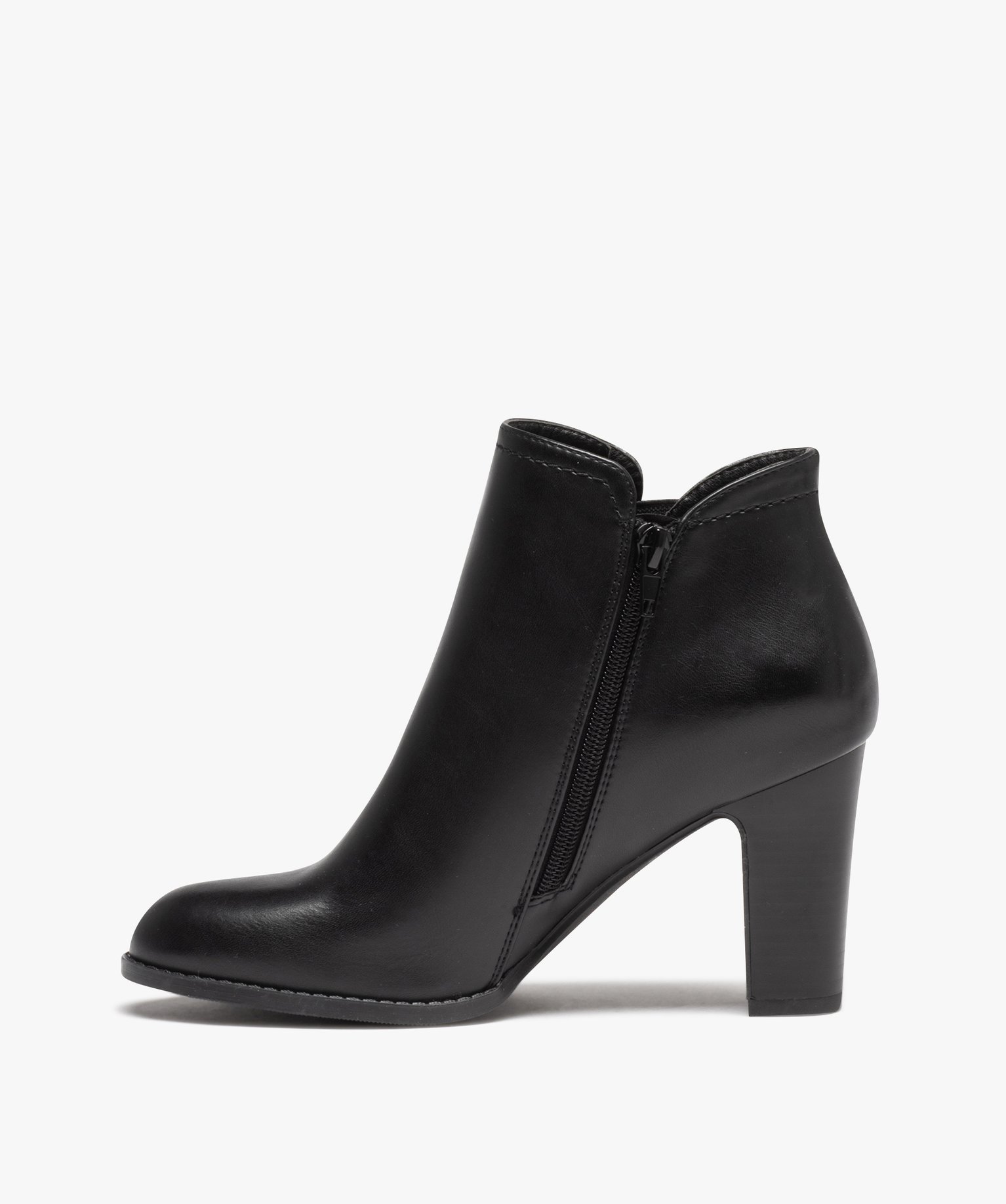 Boots femme unies à talon haut avec détails perles noir | GEMO