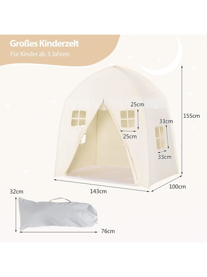 COSTWAY Spielzelt für 2-3 Personen in Beige günstig kaufen 145 x 100 cm