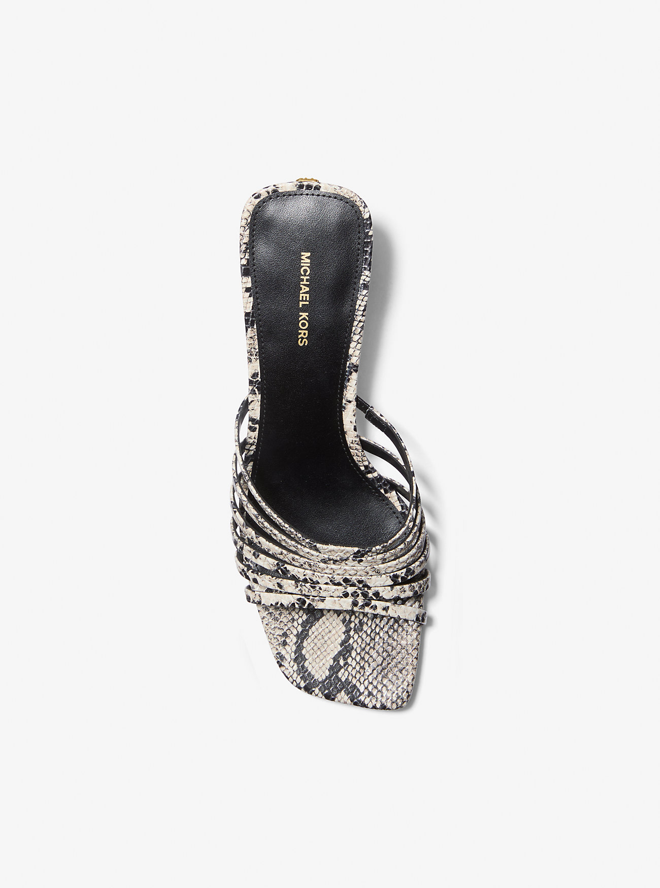 Haisley Snake Preget Lær Kattunge Sandal - NATURLIG