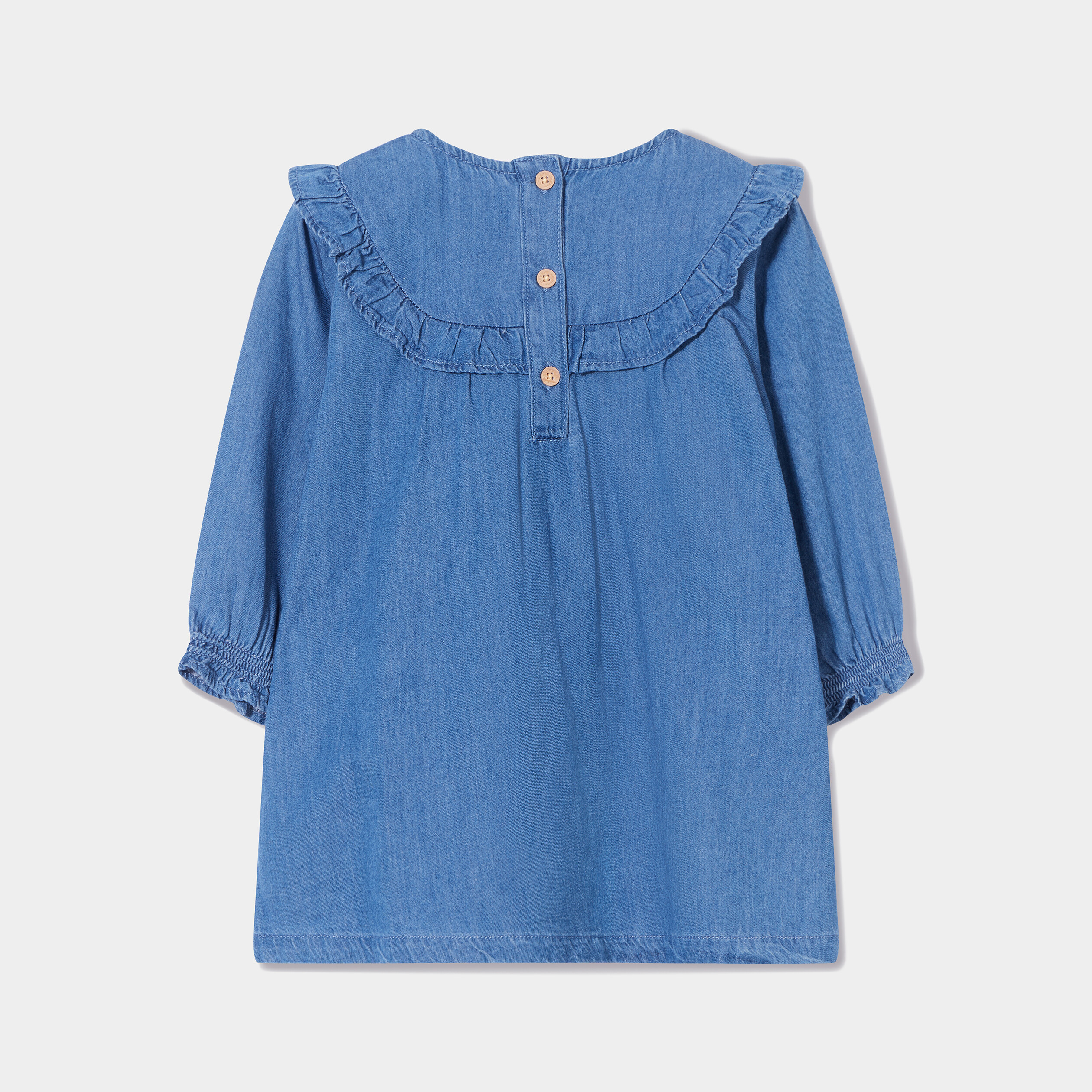 Robe en jeans broderie et volants denim stone bébé fille | La Halle