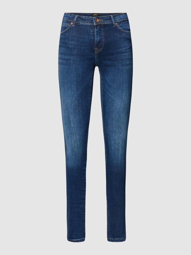 Slim Fit Jeans mit 5-Pocket-Design Modell 'PUSH' in dunkelblau