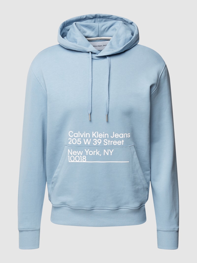 Hoodie mit Label-Print in hellblau
