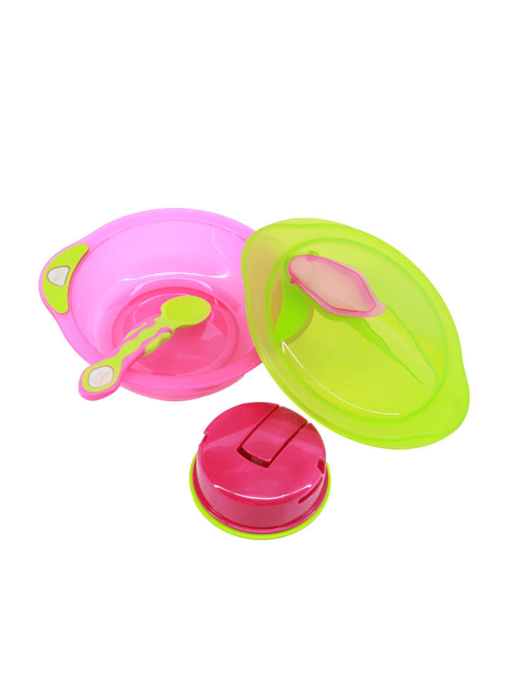 Vital Baby Unbelievabowl Schüssel mit Saugfuß, Deckel  & Löffel pink/grün günstig kaufen onesize