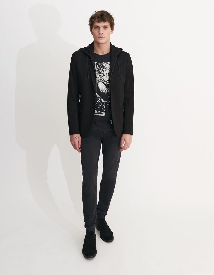 Veste noire Interlock à parementure amovible Homme