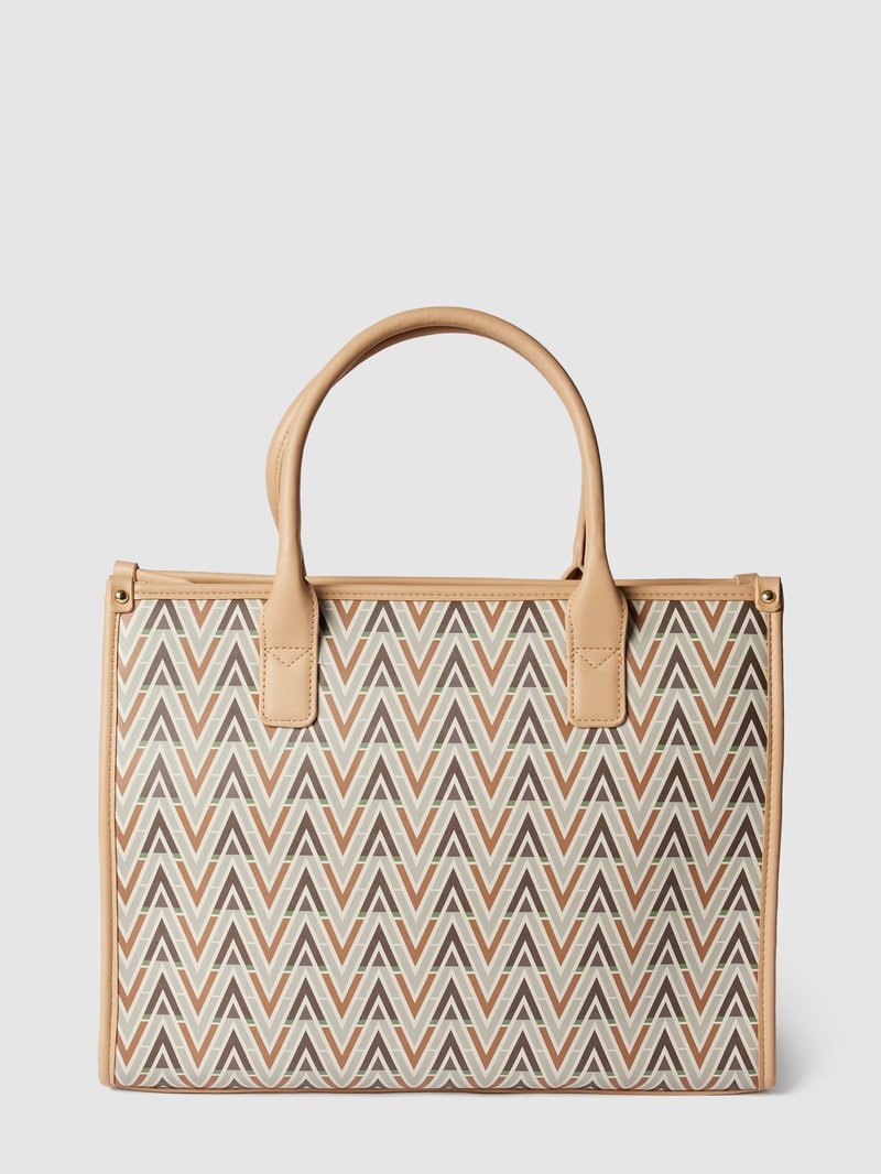 Shopper mit grafischem Allover-Logo-Muster in beige
