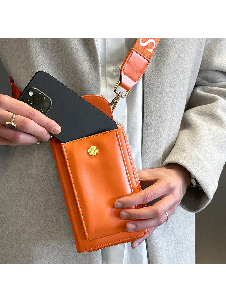 ATELIERS SAINT GERMAIN Leder-Handytasche in Orange - (B)15 x (H)8 x (T)2 cm günstig kaufen onesize
