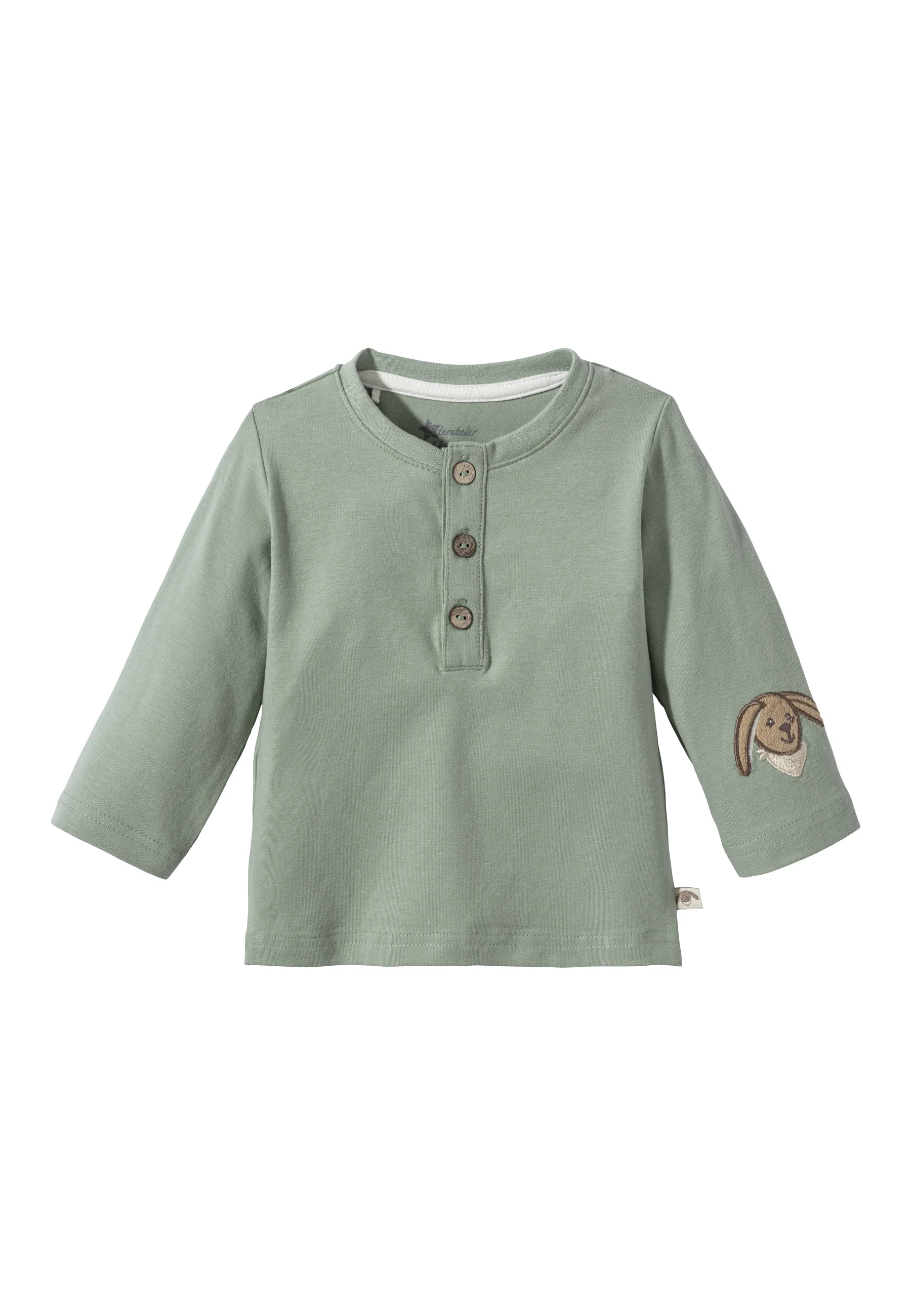 Shirt Hase Happy mit Knopfleiste in steingrün